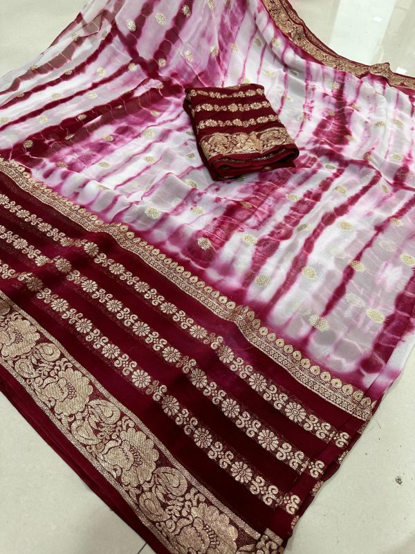 V0020-pure viscose georgetee shibori saree - Image 5