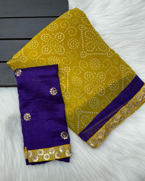 V0010-georgette saree with Bandini print - Image 2
