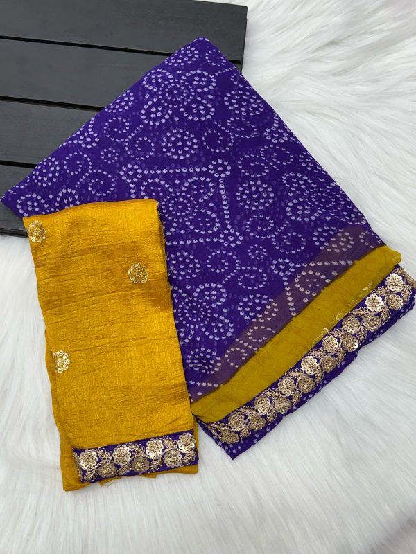 V0010-georgette saree with Bandini print - Image 3