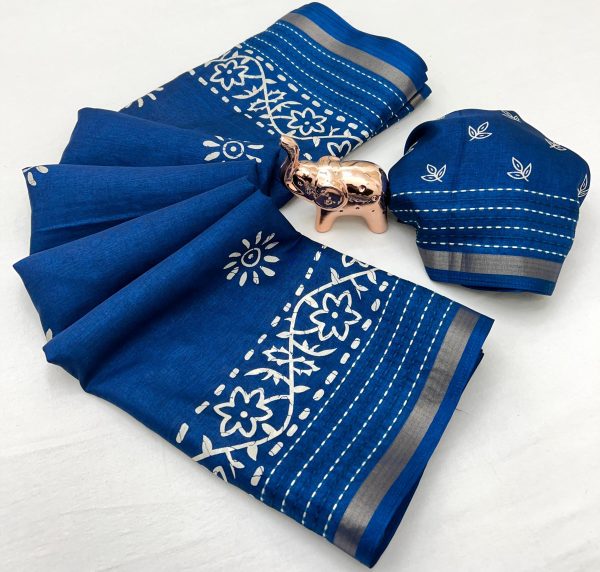 V0021-painted saree with finest katha thread work - Image 5