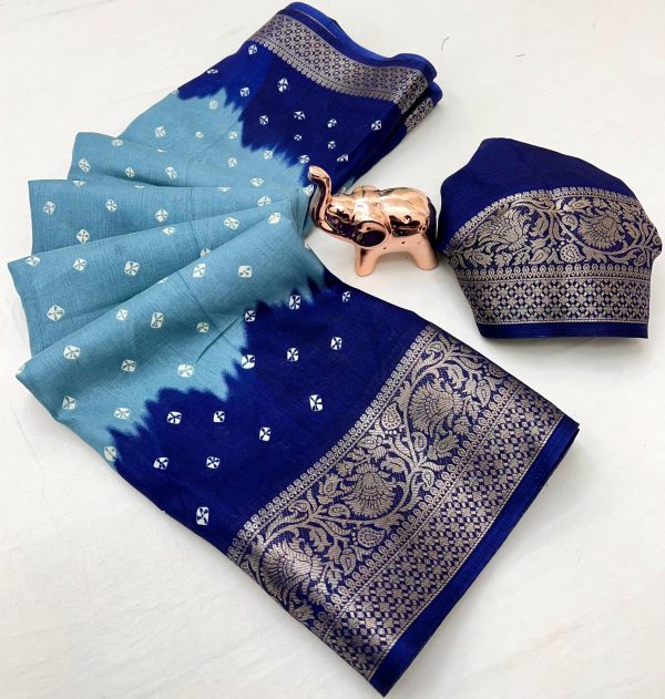 V0022-dola silk saree with Bandini print - Image 7