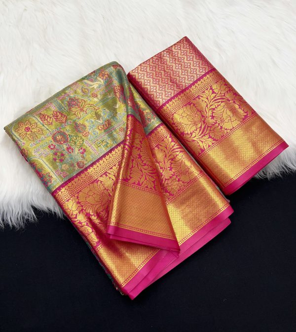 V0030-beautiful kanchipuram inspired silk saree - Image 2