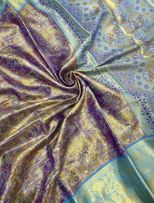 V0030-beautiful kanchipuram inspired silk saree - Image 7