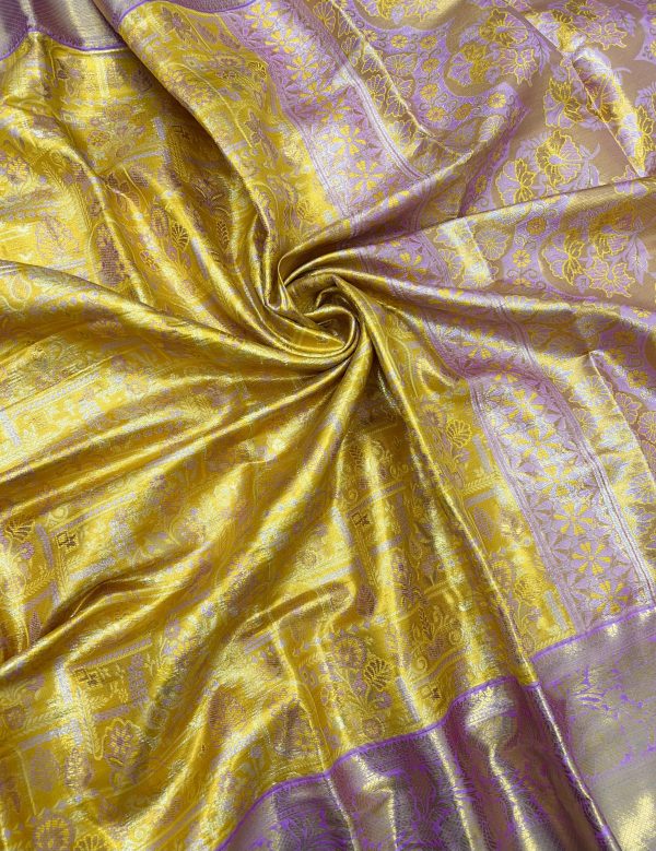 V0030-beautiful kanchipuram inspired silk saree - Image 3