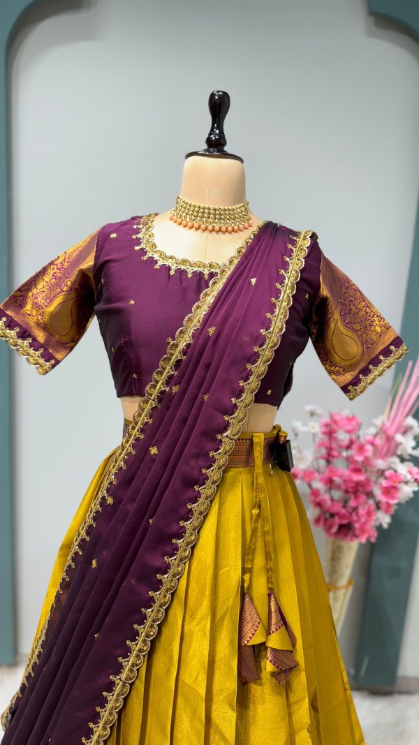 LehangaV0004-pure kanjivaram silk lehanga set - Image 2