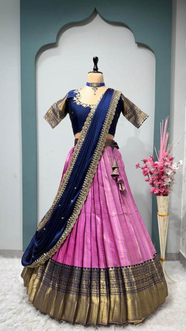 LehangaV0005- pure kanjivaram silk lehanga set