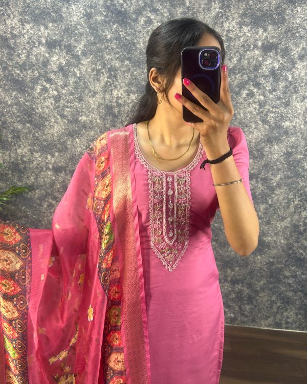 Sets V0004 - pure viscose cotton with hand work kurta+dupatta